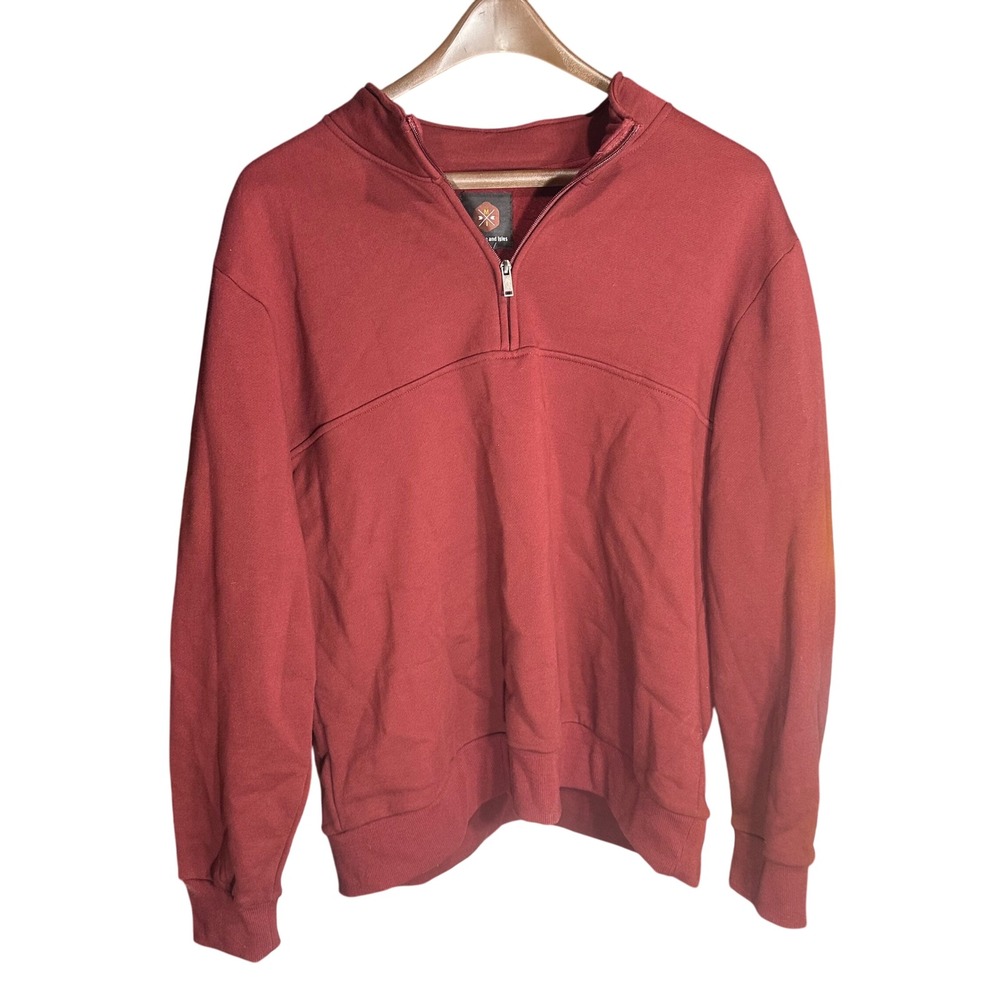Mountain and Isles Mens Quarter Zip Pullover Sweatshirt Red‎ XL Athletic Casual